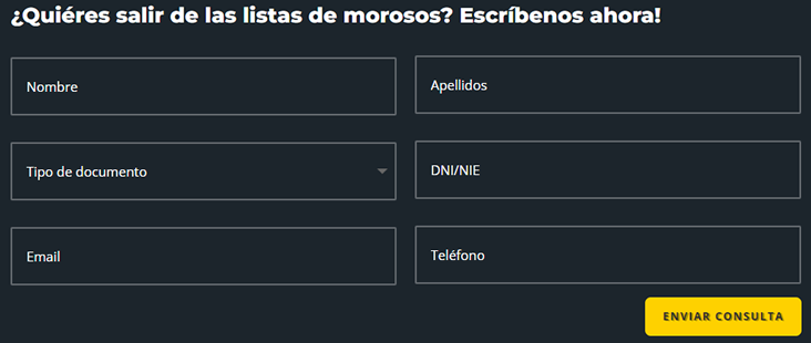 Formulario de solicitud para para particulares