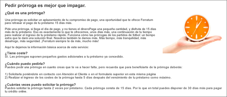 Condiciones para pedir una prorroga en Creditomovil