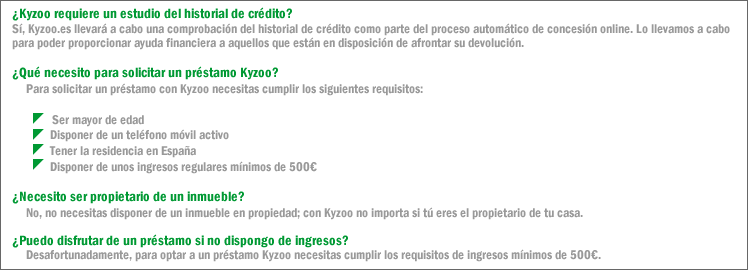 Requisitos y condiciones para pedir un préstamo en Kyzoo