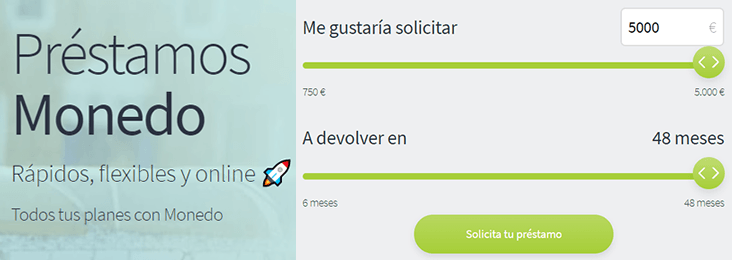 Simulador para solicitar un prestamo con Monedo Now