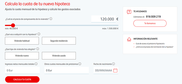 Simulador de Hipotecas Santander