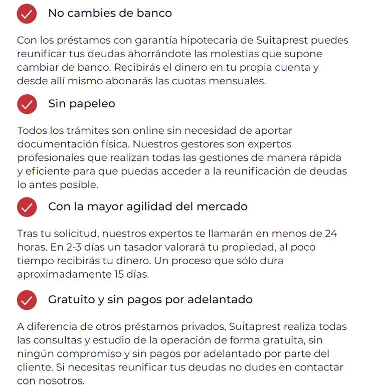 Características préstamos suitaprest