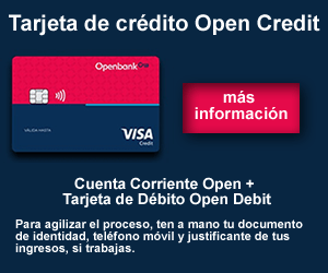 Tarjeta de crédito Open Credit de Openbank - Tarjeta Visa Gratis si domicilias la nómina