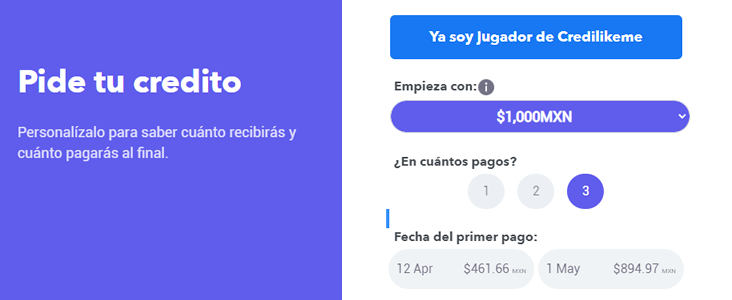 Solicitud de los préstamos Credilikeme