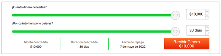 Simulador de créditos Prestamoseneldia