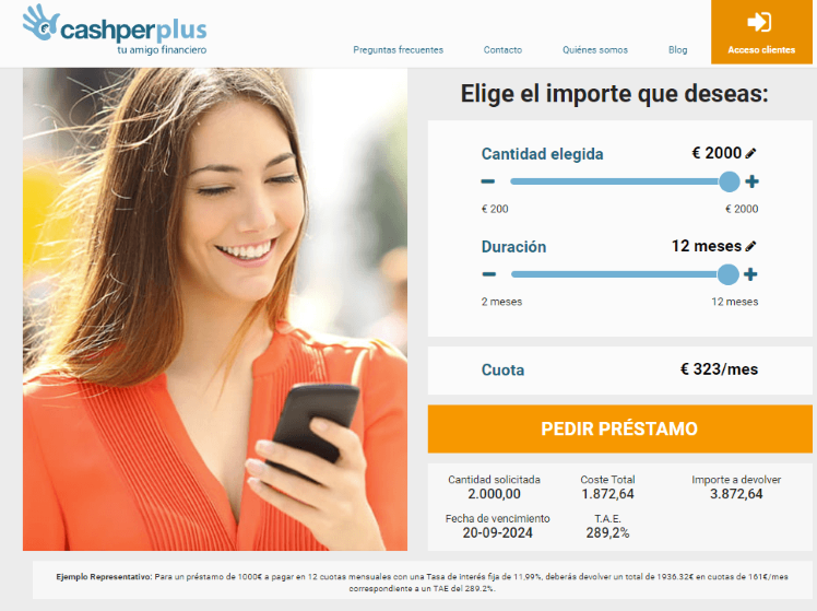 Cashperplus - Simulador principal préstamos online