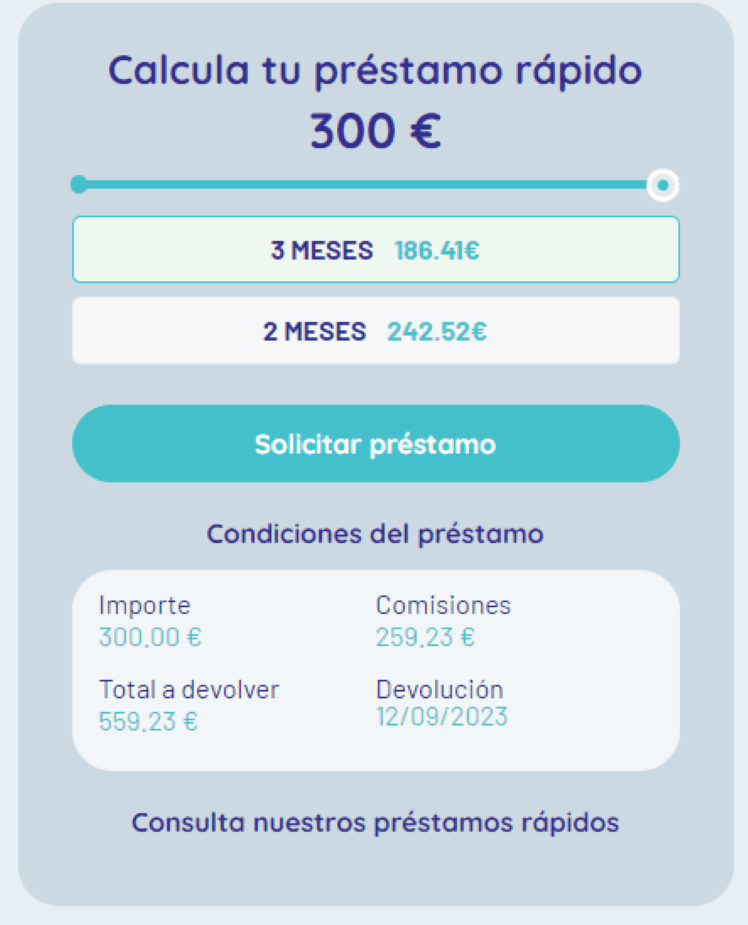 Simulación Minicrédito Dinevo - Simulador principal