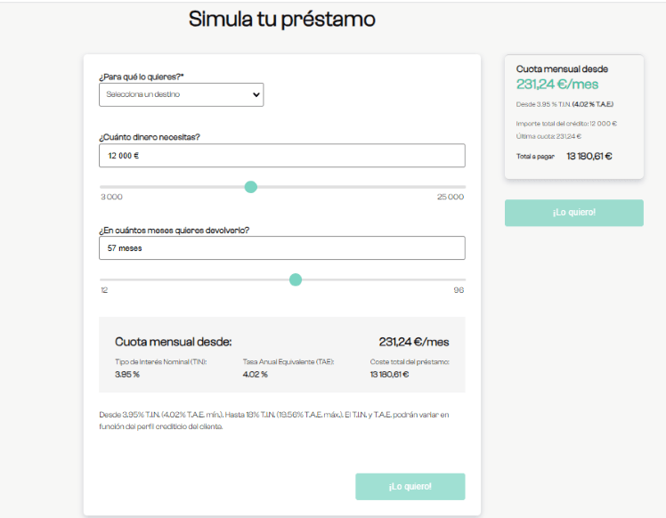 Simulación Préstamo Lea Bank - Simulación préstamo