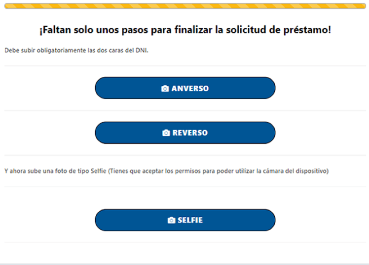 Escaneamos y enviamos nuestro DNI por ambas caras y tomamos un selfie con el teléfono