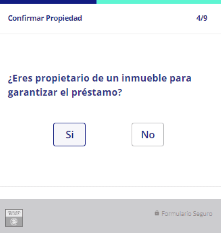 Simulación Préstamo con Garantía Hipotecaria Préstamo Capital - Confirmar propiedad