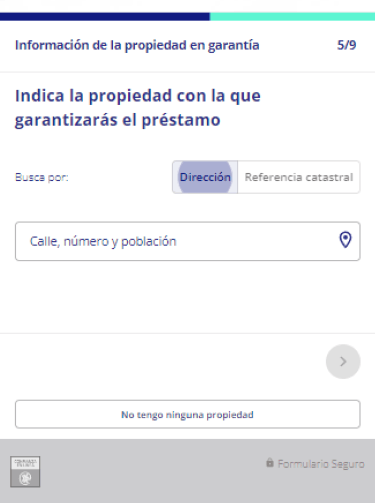 Simulación Préstamo con Garantía Hipotecaria Préstamo Capital - Información propiedad en garantía