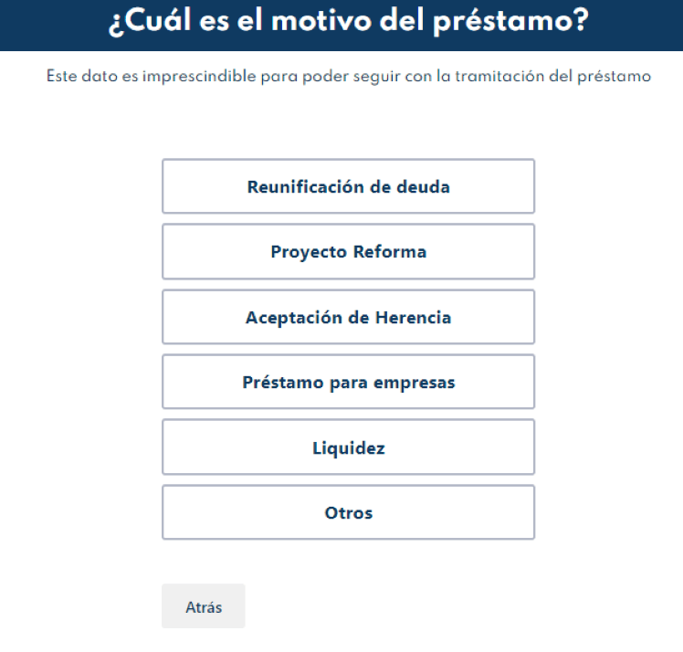 Sofkredit Préstamo con Garantía Hipotecaria - Motivo solicitud del préstamo