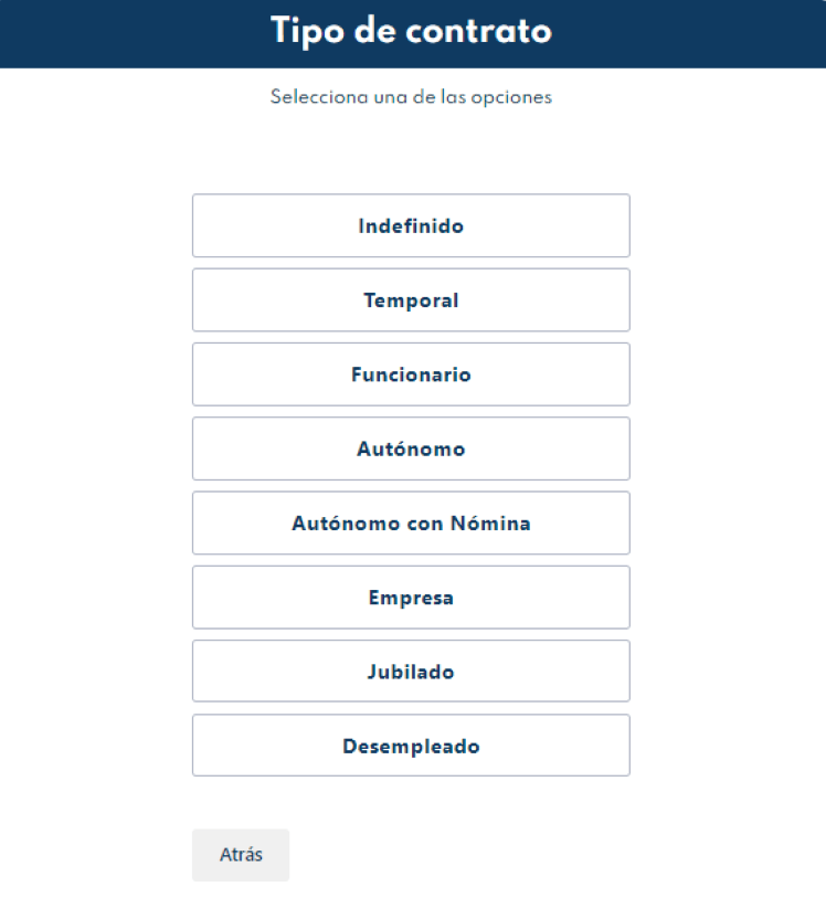 Sofkredit Préstamo con Garantía Hipotecaria - Tipo de contrato del solicitante