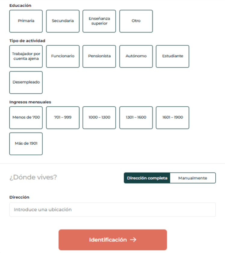 Simulación Minicrédito Wandoo - Registro información personal